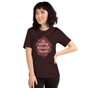 Person wearing "Truth Will Set You Free" shirt