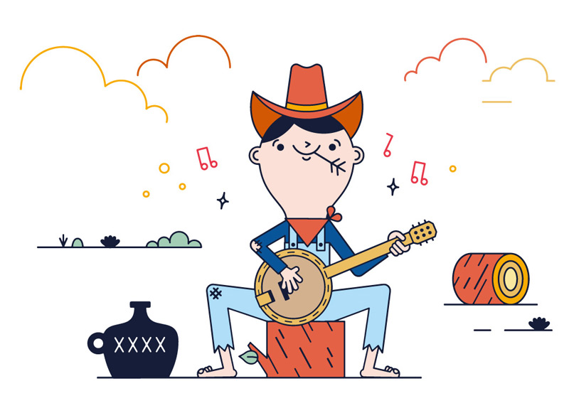 banjo player illustration