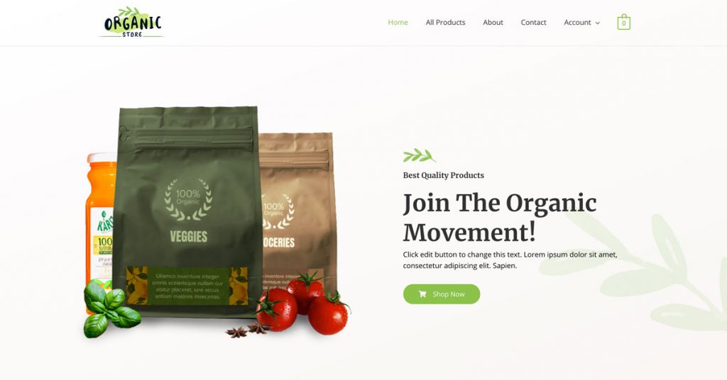 Organic product packaging with tomatoes and basil